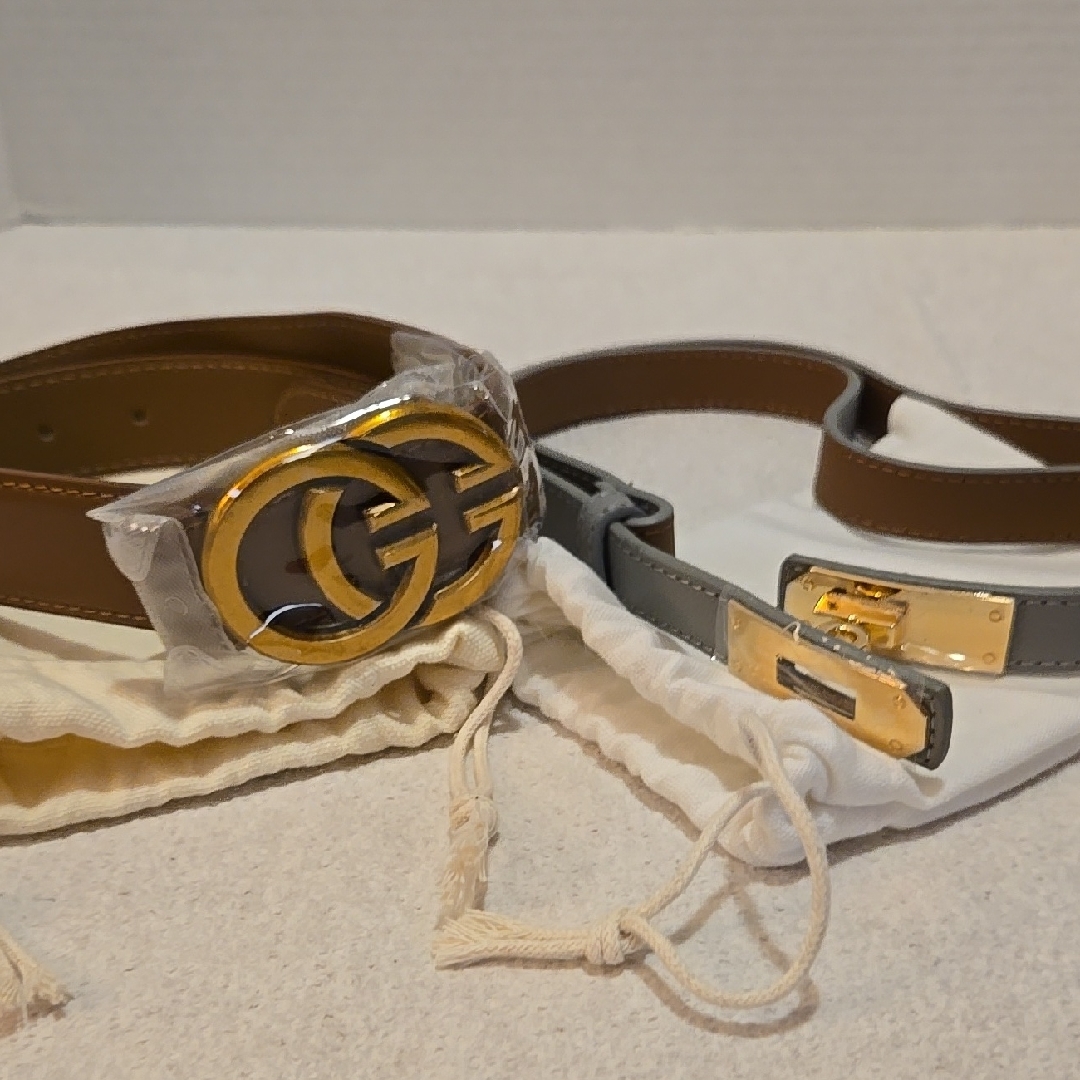 Brown Leather Belts With Silver Buckles